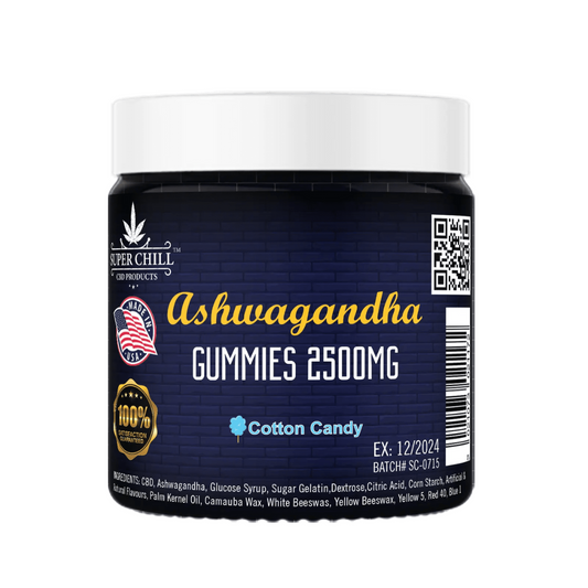 Superchill CBD Ashwagandha Gummies - 2500 MG - 100% Natural - 25 Gummies (100MG Each)