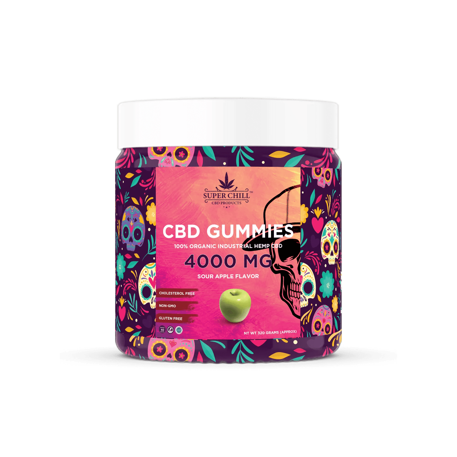 CBD Gummies Jar 4000MG sour apple flavor