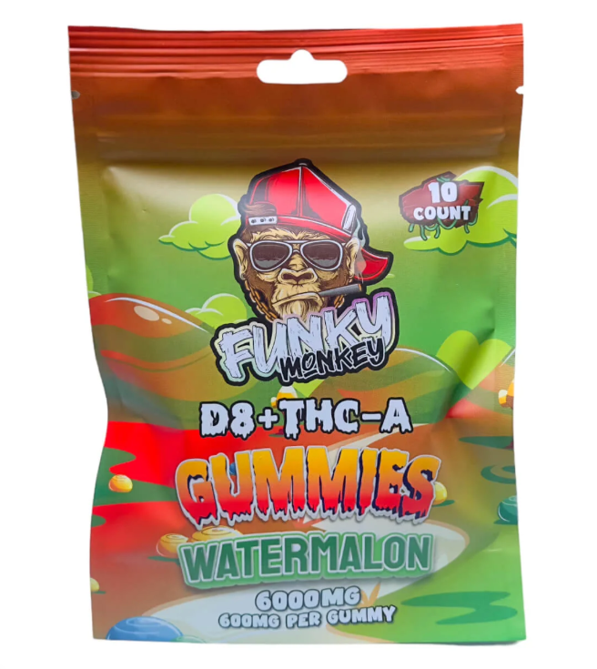 Funky Monkey - Delta 8 + THC-A Gummies - 6000 MG - Watermelon