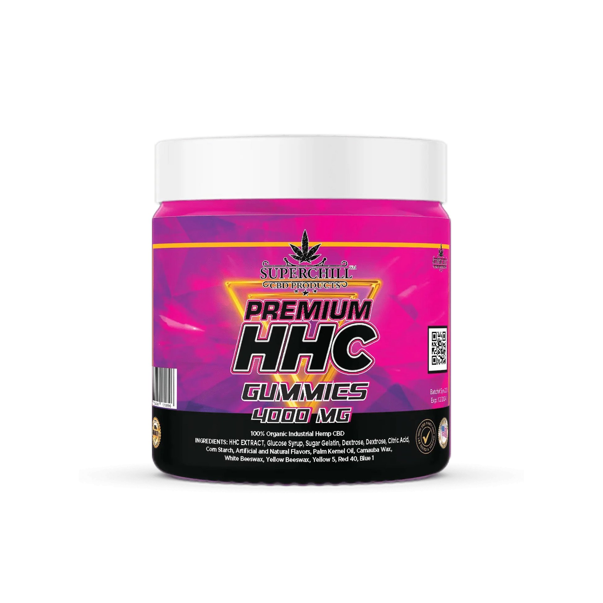 Super Chill CBD - HHC Gummies Jar - 4000 MG - 100% Natural - 40 Gummies (100MG Each) - Made in USA