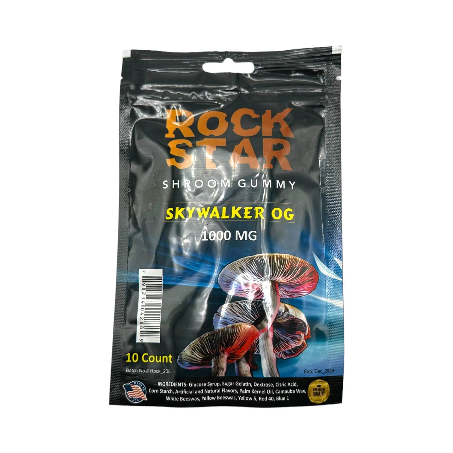 Rockstar Shroom Gummies - 1000 MG - Skywalker OG - 100% Natural - 10 Gummies (100MG Each) 