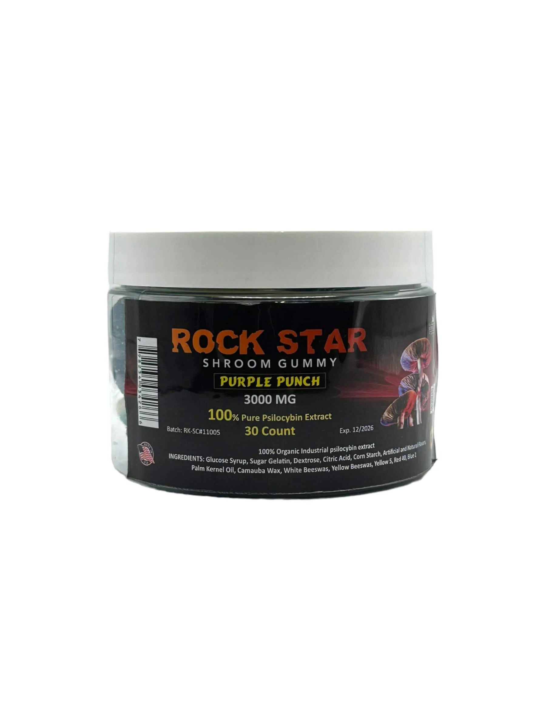 Rockstar Shroom Gummies - 3000 MG - Purple Punch - 100% Natural - 30 Gummies (100MG Each) 