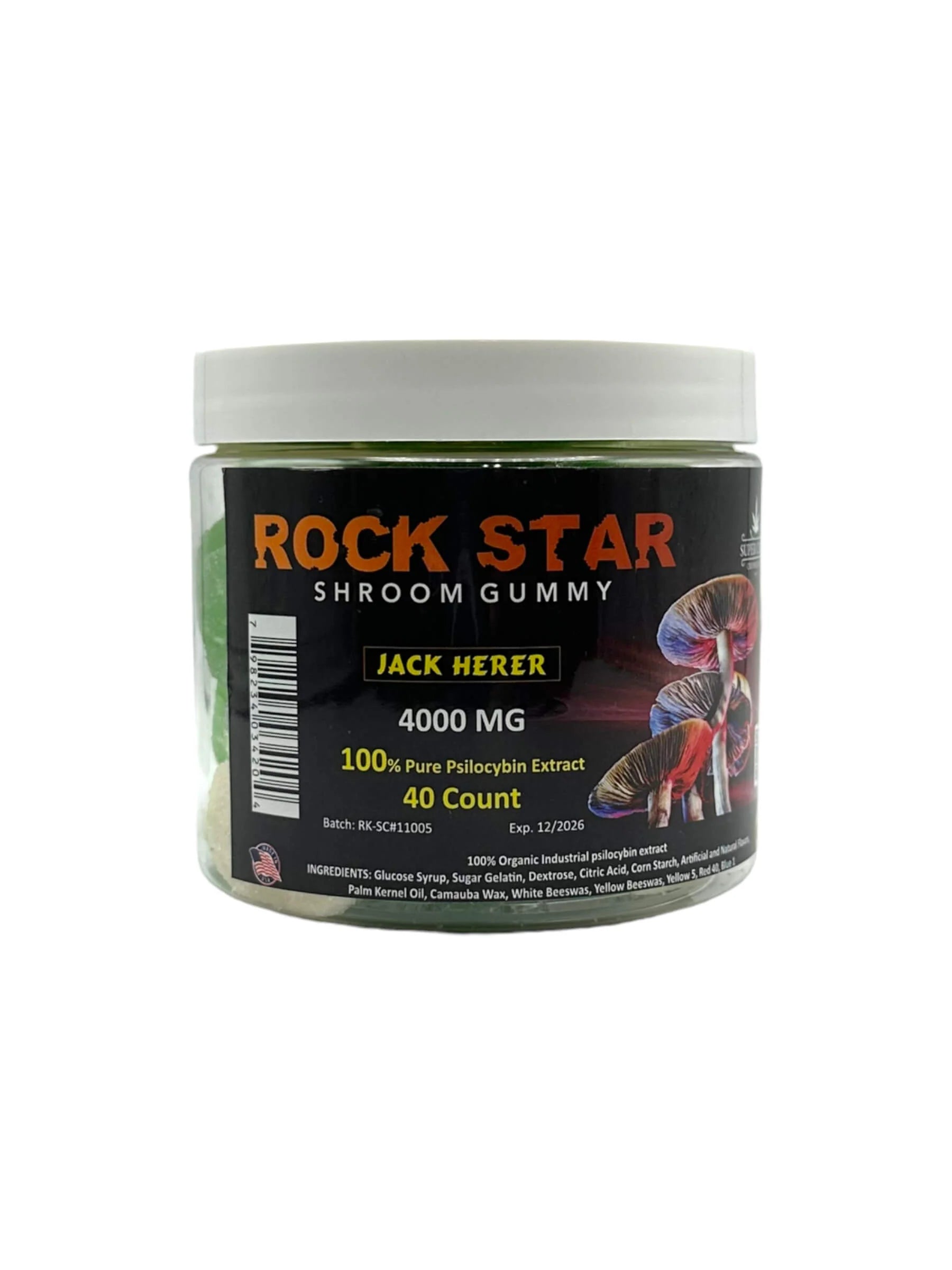 Rockstar Shroom Gummies - 4000 MG - Jack Herer - 100% Natural - 40 Gummies (100MG Each)