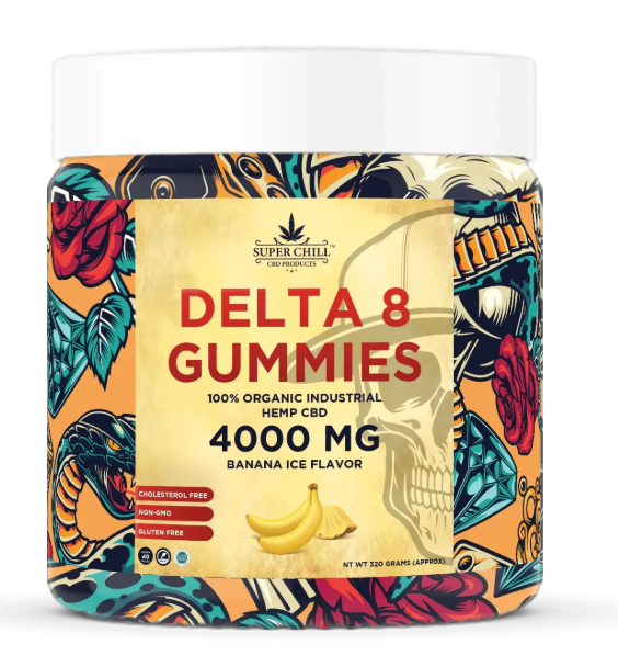 Super Chill CBD - Delta 8 Gummies Jar - 4000 MG - 100% Natural - 40 Gummies (100MG Each) - Made in USA