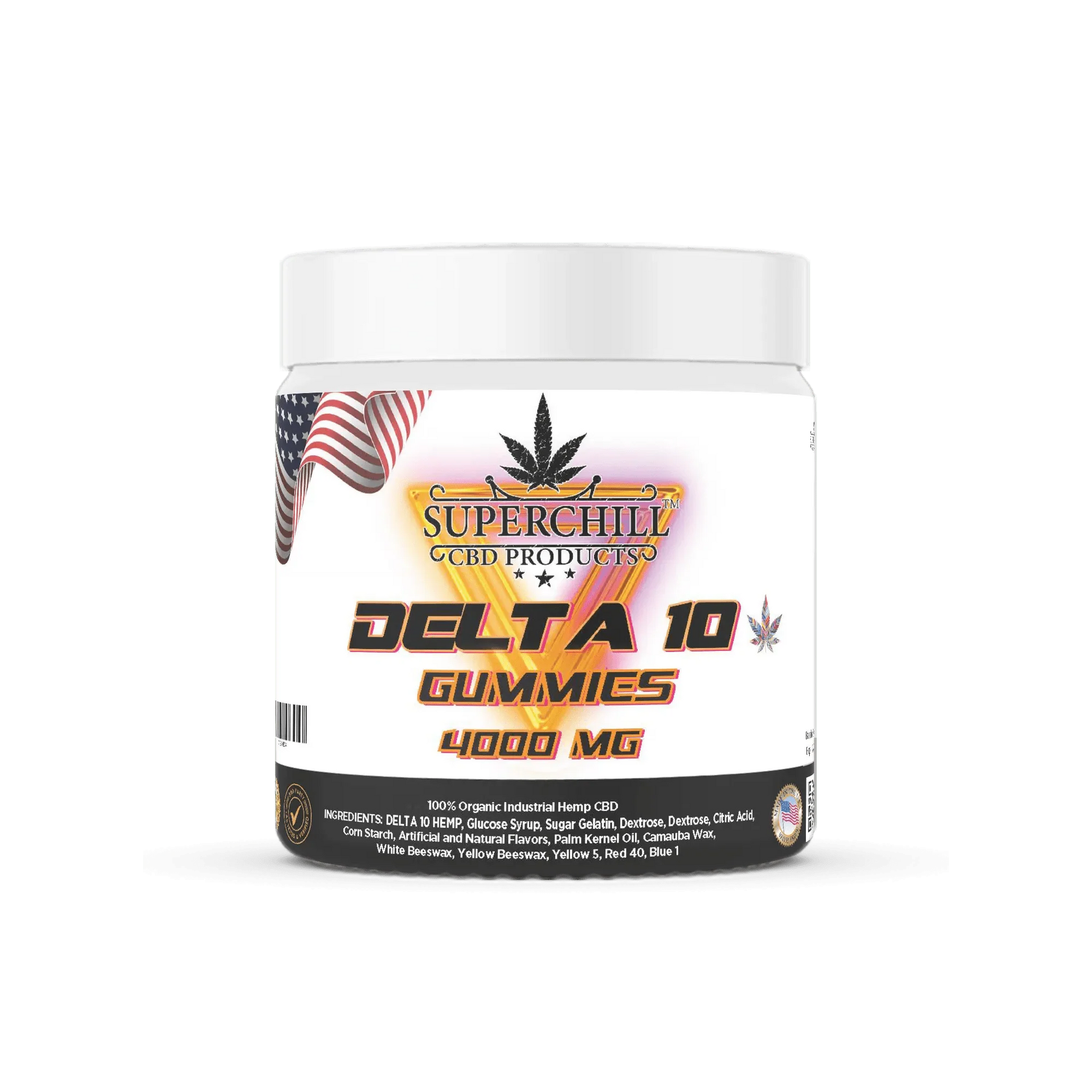 Super Chill CBD - Delta 10 Gummies Jar - 4000 MG - 100% Natural - 40 Gummies (100MG Each) 