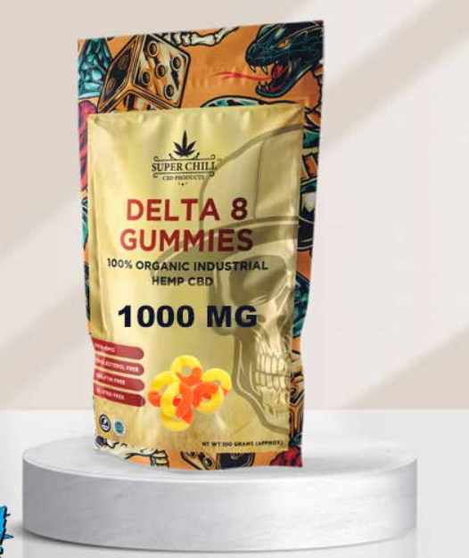 Super Chill CBD - Delta 8 Gummies - 1000 MG - 100% Natural - 10 Gummies (100MG Each) 
