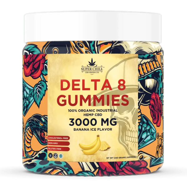 Super Chill CBD - Delta 8 Gummies Jar - 3000 MG - 100% Natural - 30 Gummies (100MG Each) 