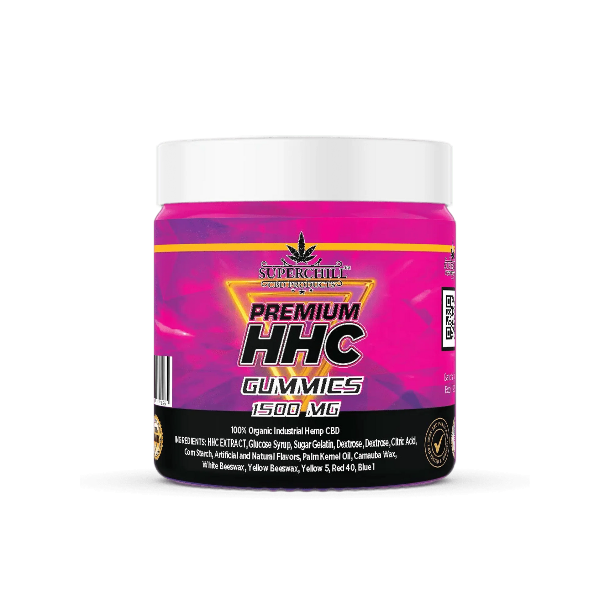 Super Chill CBD - HHC Gummies Jar - 1500 MG - 100% Natural - 15 Gummies (100MG Each)