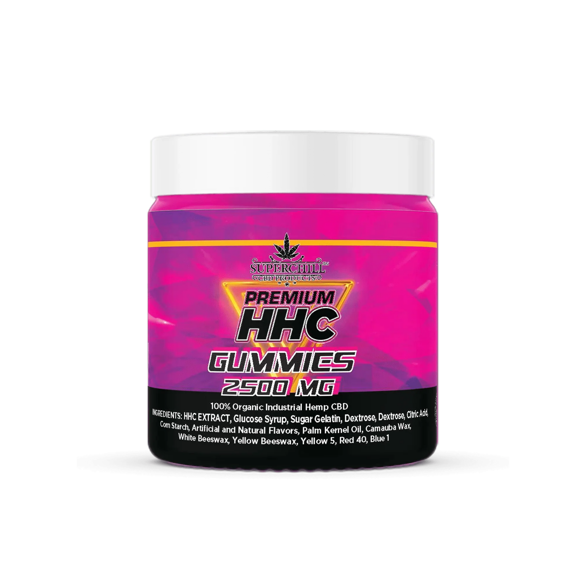 Super Chill CBD - HHC Gummies Jar - 2500 MG - 100% Natural - 25 Gummies (100MG Each) 
