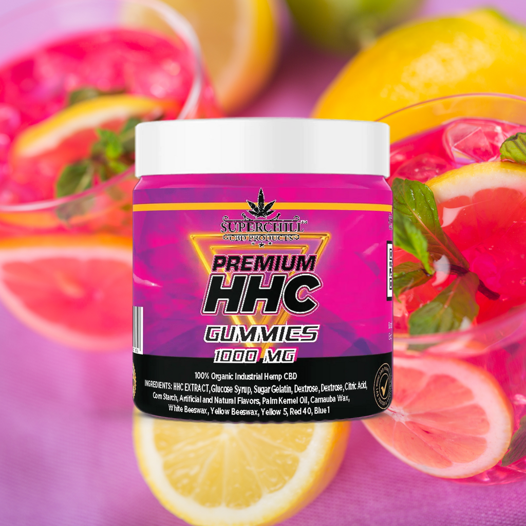 Super Chill CBD - HHC Gummies Jar - 1000 MG - 100% Natural - 10 Gummies (100MG Each)