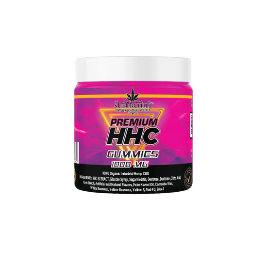 Super Chill CBD - HHC Gummies Jar - 1000 MG - 100% Natural - 10 Gummies (100MG Each)