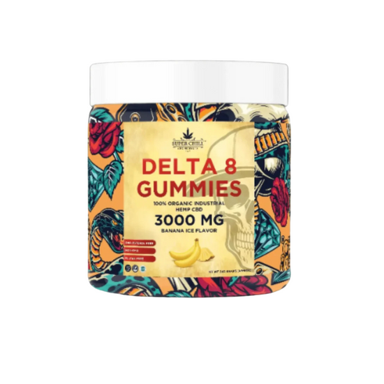 Super Chill CBD - Delta 8 Gummies Jar - 3000 MG - 100% Natural - 30 Gummies (100MG Each)