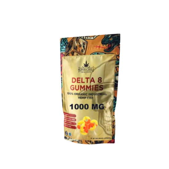 Super Chill CBD - Delta 8 Gummies - 1000 MG - 100% Natural - 10 Gummies (100MG Each)