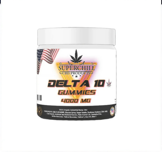 USA Super Chill CBD - Delta 10 Gummies Jar - 4000 MG - 100% Natural - 40 Gummies (100MG Each)