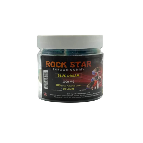 Rockstar Shroom Gummies - 1000 MG - Blue Dream - 100% Natural - 10 Gummies (100MG Each)