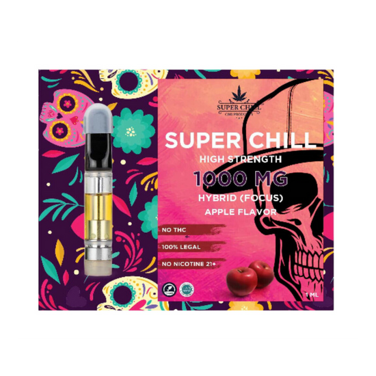 Super Chill CBD Cartridges - 1 ML - 1000 MG CBD Pre-Filled - High Strength - 100% Natural