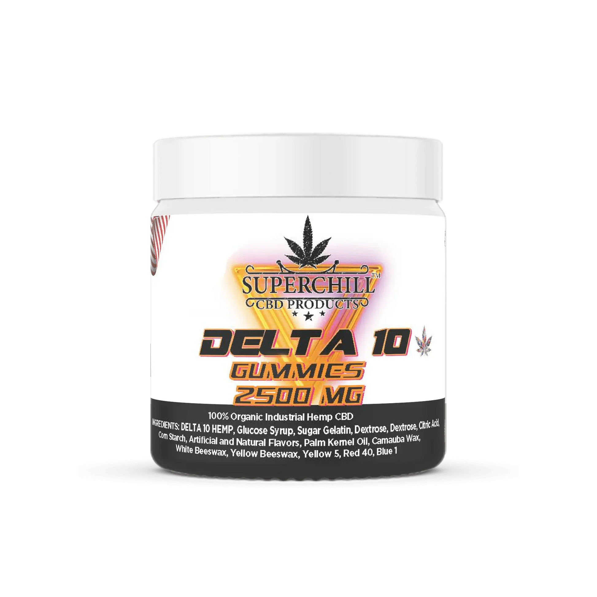 Super Chill CBD - Delta 10 Gummies Jar - 2500 MG - 100% Natural - 25 Gummies (100MG Each) - Made in USA