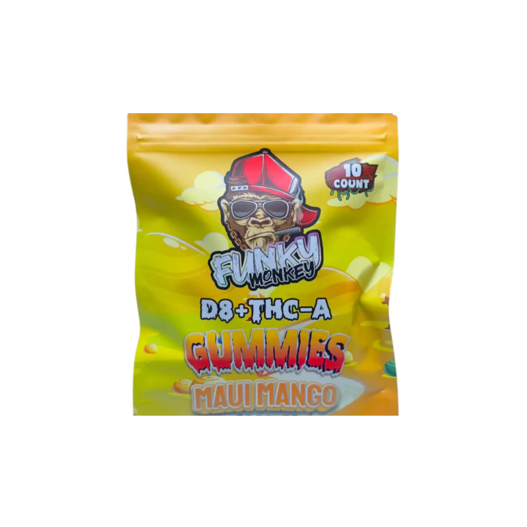 Funky Monkey - Delta 8 + THC-A Gummies - 6000 MG - Maui Mango - 10 Gummies (600MG Each)