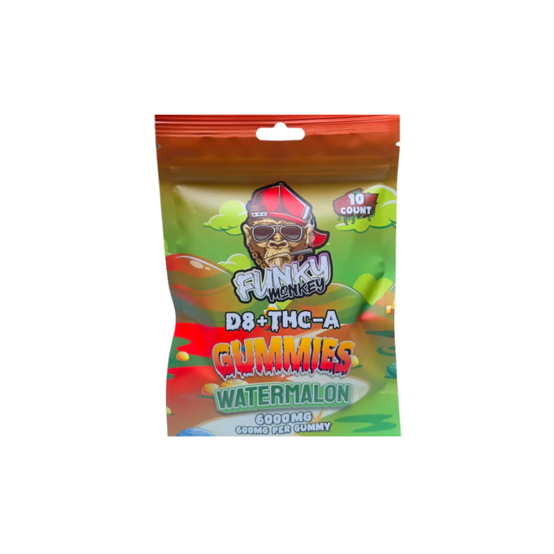 Funky Monkey - Delta 8 + THC-A Gummies - 6000 MG - Watermelon